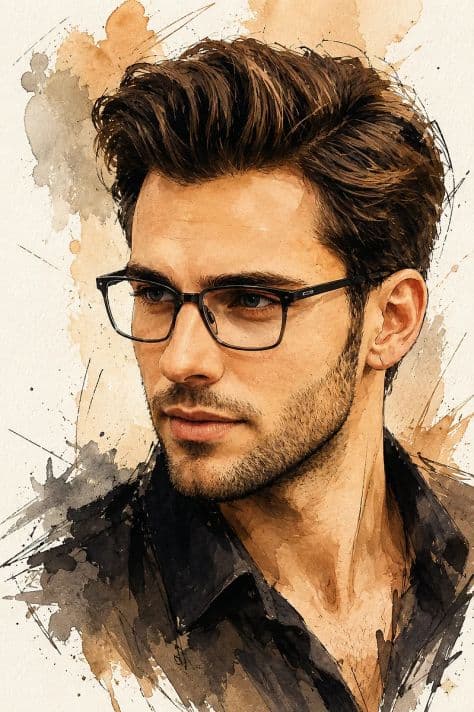 Stylized Watercolor Portrait Of A illuminated by studio lighting in a professionally composed commercial setting.