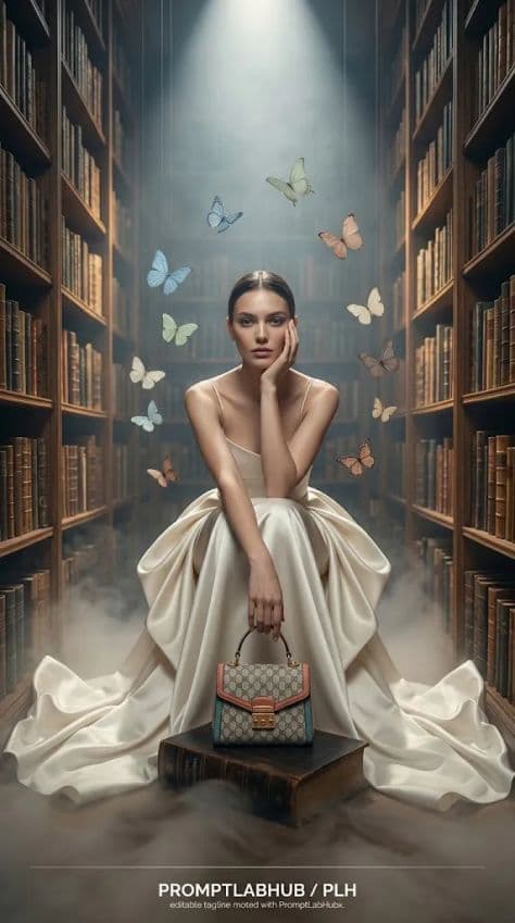 Editorial Portrait Interior Elegant illuminated by studio lighting in a professionally composed commercial setting.