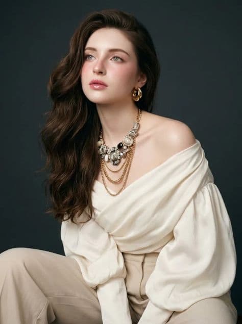 Editorial Portrait Studio Elegant illuminated by studio lighting in a professionally composed commercial setting.