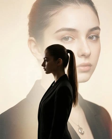 Fine-Art High-Fashion Portrait Of illuminated by atmospheric backlighting in a professionally composed commercial setting.
