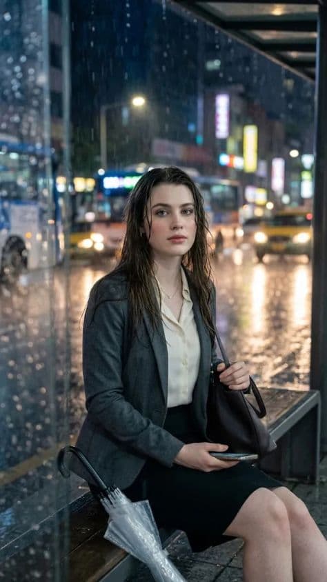 Delicate Rim Light Around Her Wet Hair illuminated by atmospheric backlighting in a professionally composed commercial setting.
