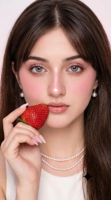 Front-Facing Smartphone Beauty illuminated by studio lighting in a professionally composed commercial setting.