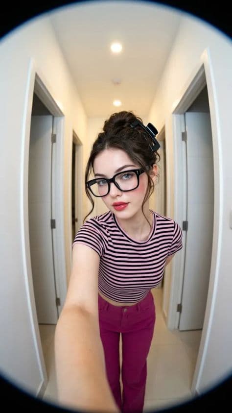 Fisheye-Style Portrait Of A illuminated by studio lighting in a professionally composed commercial setting.