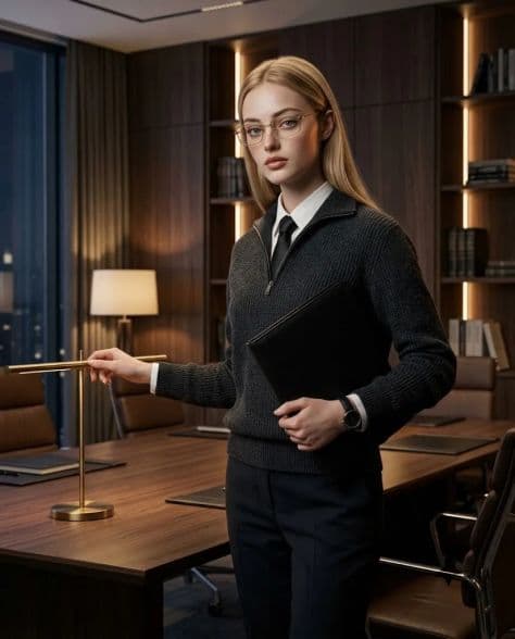 A refined editorial portrait of a poised man in private boardroom rather than under cinematic lighting.