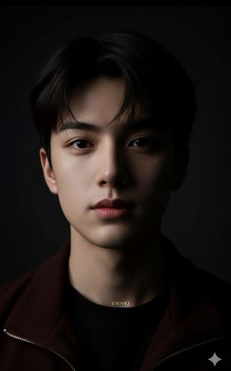 Intense portrait of a subject with split lighting dividing the face between bright light and deep shadow.