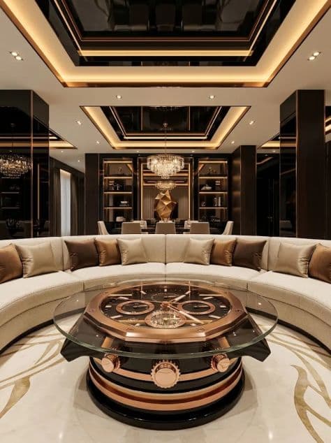 Ultra-Luxury Lounge illuminated by studio lighting in a professionally composed commercial setting.