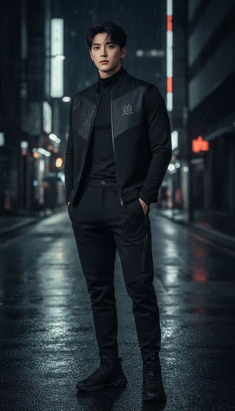 Sleek Dark Cinematic Editorial illuminated by studio lighting in a professionally composed commercial setting.