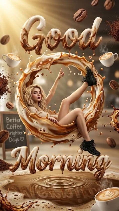 3D Liquid Coffee Splash Ring illuminated by studio lighting in a professionally composed commercial setting.