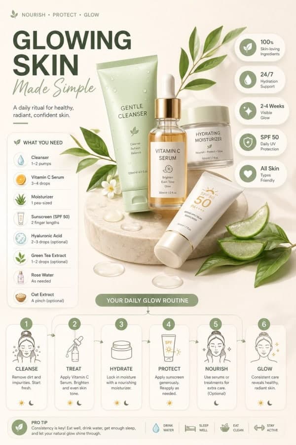 Modern editorial infographic template featuring a customizable routine layout with floating objects, glassmorphism step panels, vector icons, and premium minimalist infographic aesthetics.