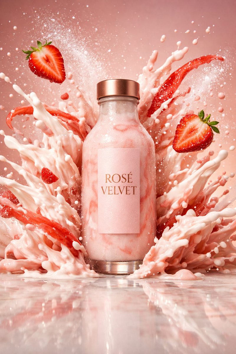 ROSÉ VELVET Strawberry Shake – Luxury High-Speed Splash Product Shot
