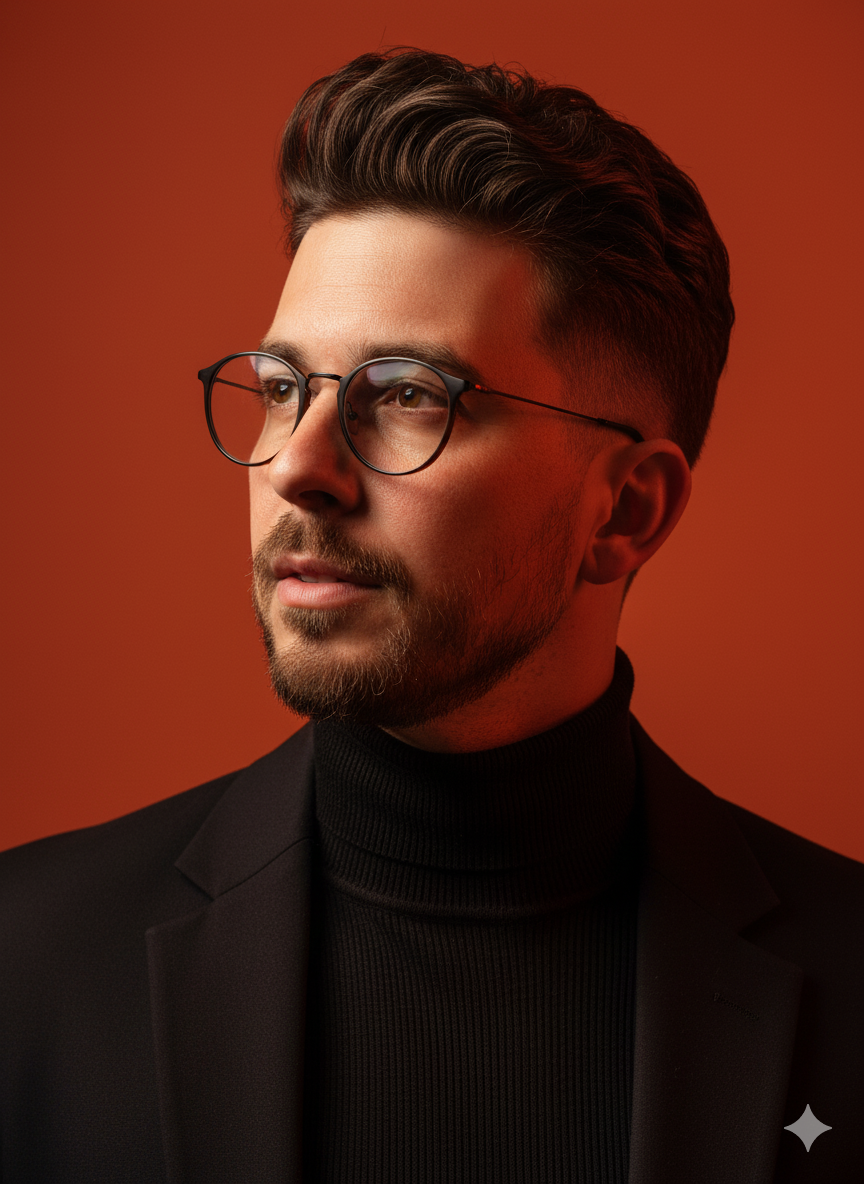 Dramatic Studio Fashion Portrait with Warm Side Lighting