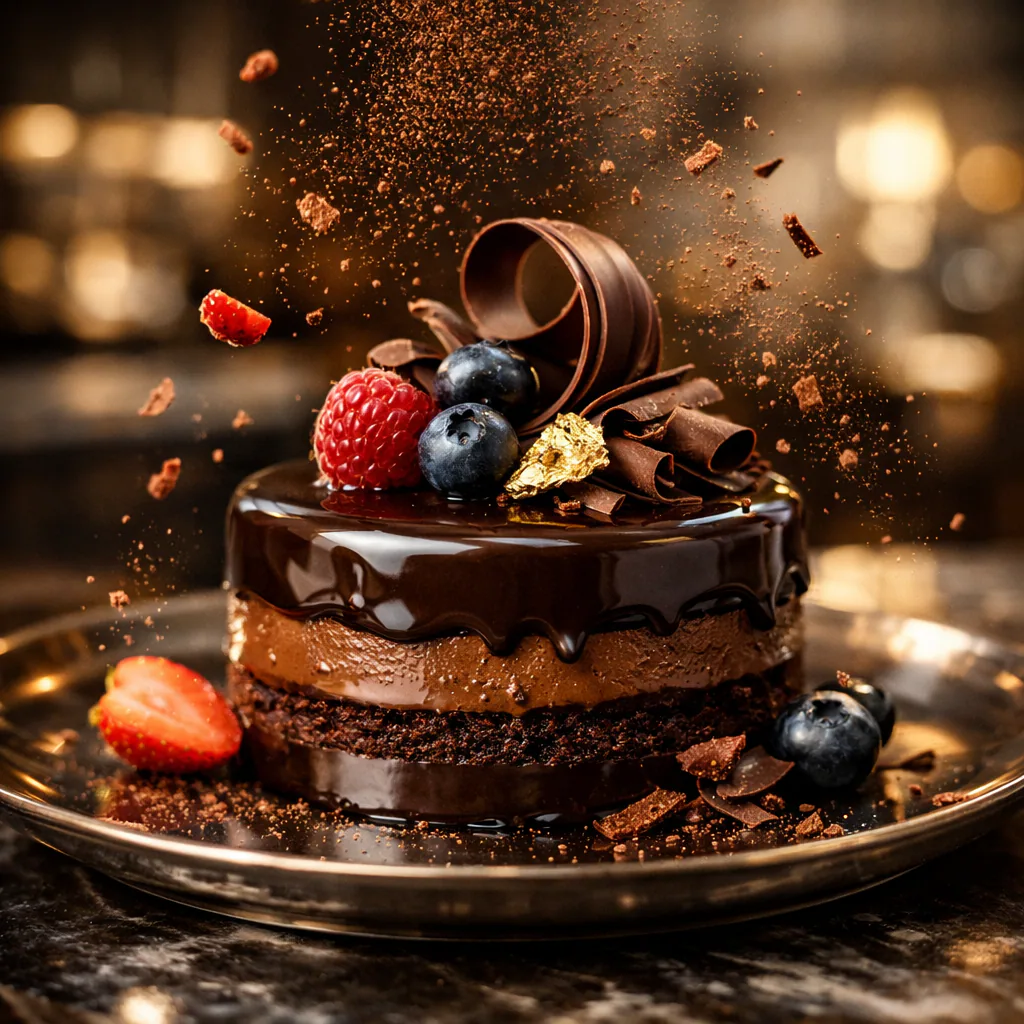 Ultra-Realistic Gourmet Chocolate Dessert Commercial Photography