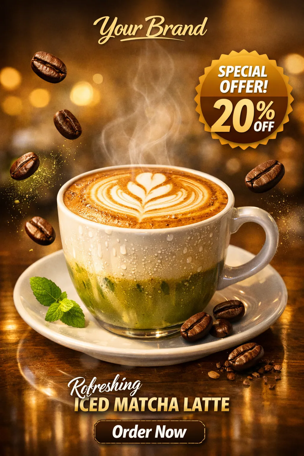 Ultra-Realistic Cappuccino Social Media Advertising Poster