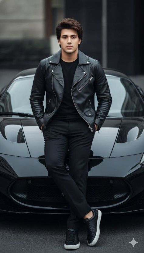 Black Leather Automotive Fashion Portrait