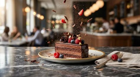 Ultra-Realistic Gourmet Chocolate Dessert Commercial Photography