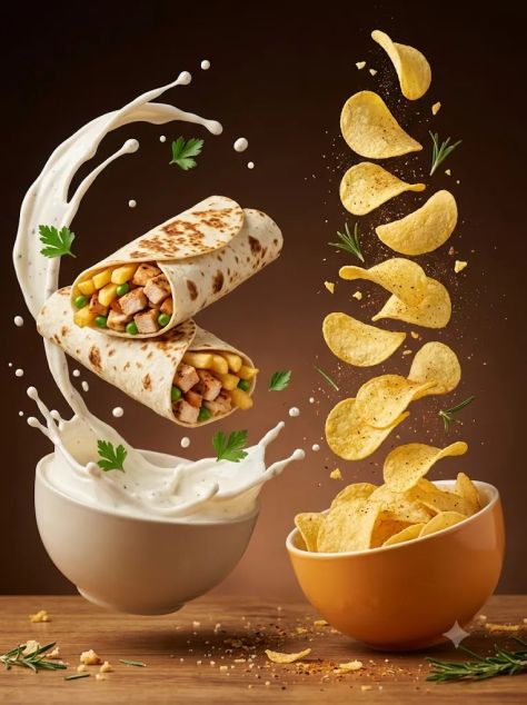 Hyper-Realistic Multi-Scene Floating Food Commercial Photography Series