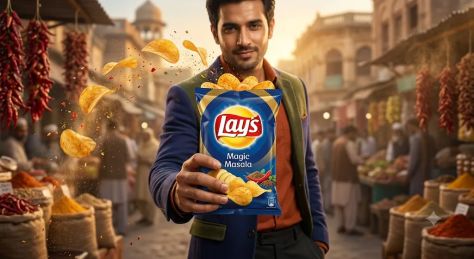 Cinematic Lay’s Chips Commercial Advertising Portrait with Flavor-Themed Motion Effects