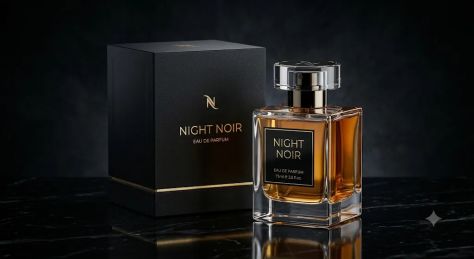 Luxury Amber Perfume Dark Cinematic Studio Ad