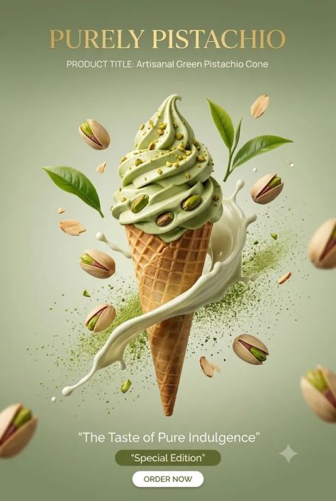Premium Hyper-Realistic Food Photography Poster – Luxury Dessert Commercial Composition