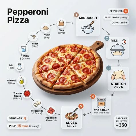 Modern Pizza Recipe Infographic – Clean Editorial Food Visualization Layout