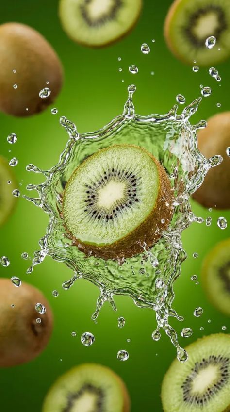 Floating Kiwi Splash – Ultra-Realistic Macro Fruit Water Explosion Photography