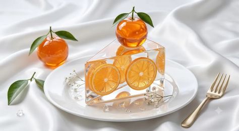 Crystal Orange Glass Prism Cake – Luxury Editorial Candy-Glass Still Life Photography