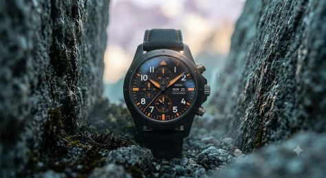 Rugged Alpine Chronograph Luxury Watch Macro Campaign