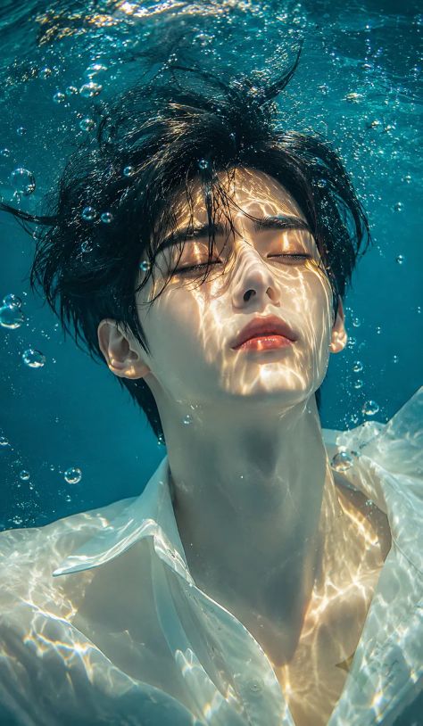 Photorealistic Portrait Underwater Dreamy Natural Bokeh