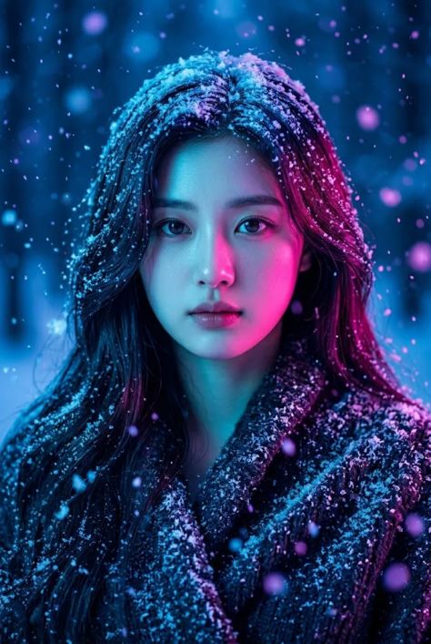 Photorealistic Portrait Winter Elegant Rim Light