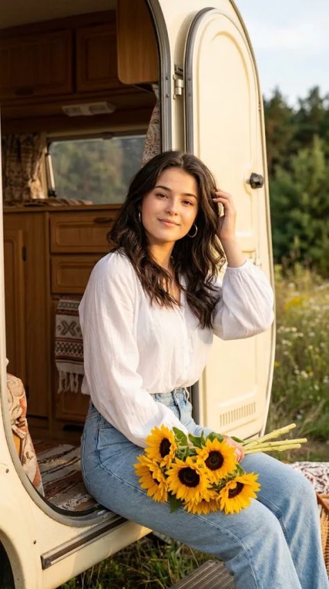 Photorealistic Portrait Interior Playful Golden Hour