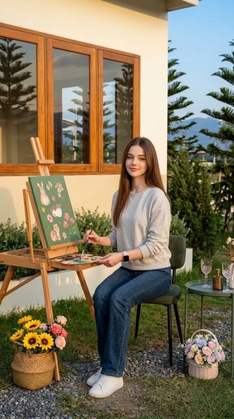 Photorealistic Portrait Nature Peaceful Golden Hour