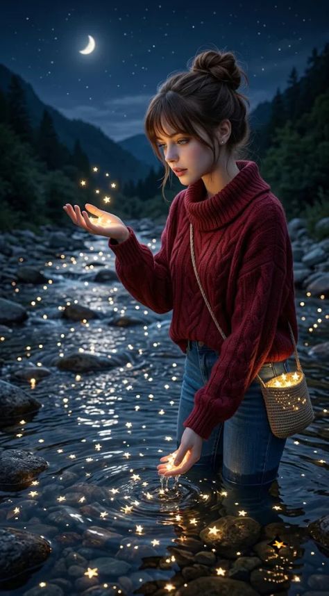 Photorealistic Portrait Nature Peaceful Moonlit — Stable Diffusion