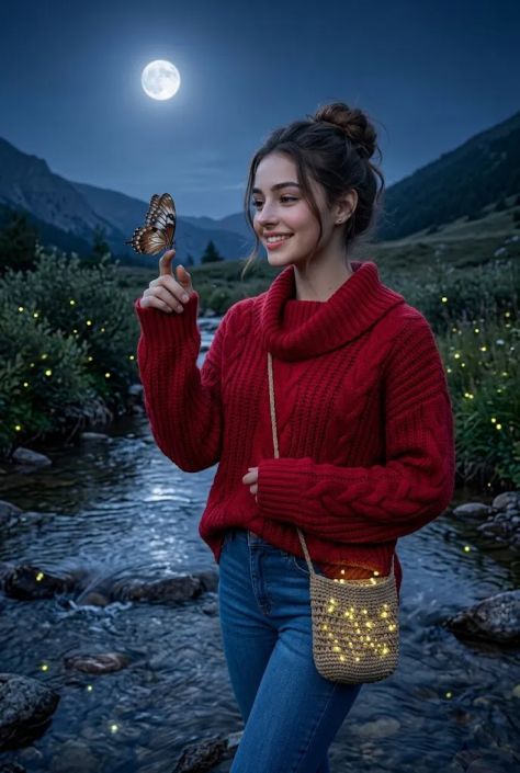 Photorealistic Portrait Nature Peaceful Moonlit — Stable Diffusion